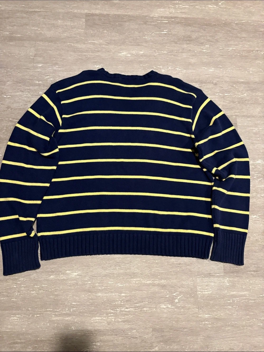 Polo by Ralph Lauren Navy Crewneck Sweater with Yellow Stripes